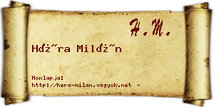 Héra Milán névjegykártya