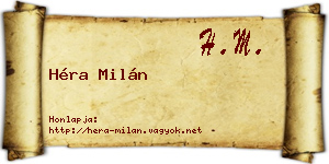 Héra Milán névjegykártya